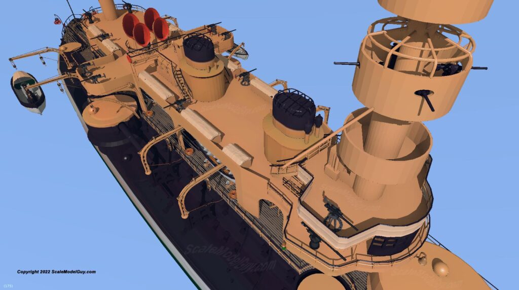 Charles Martel battleship model 200 scale in black and gold